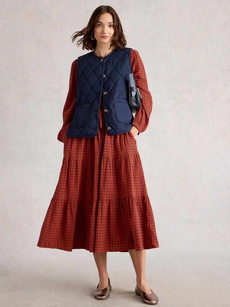 Tasha Midi Dress in MID RED - MODEL FRONT