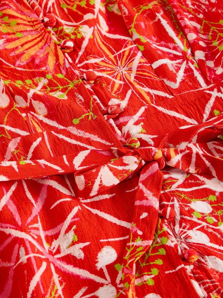 Kiki Kimono Dress in RED MLT - FLAT DETAIL