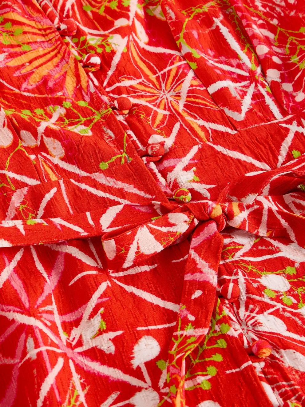Kiki Kimono Dress in RED MLT - FLAT DETAIL
