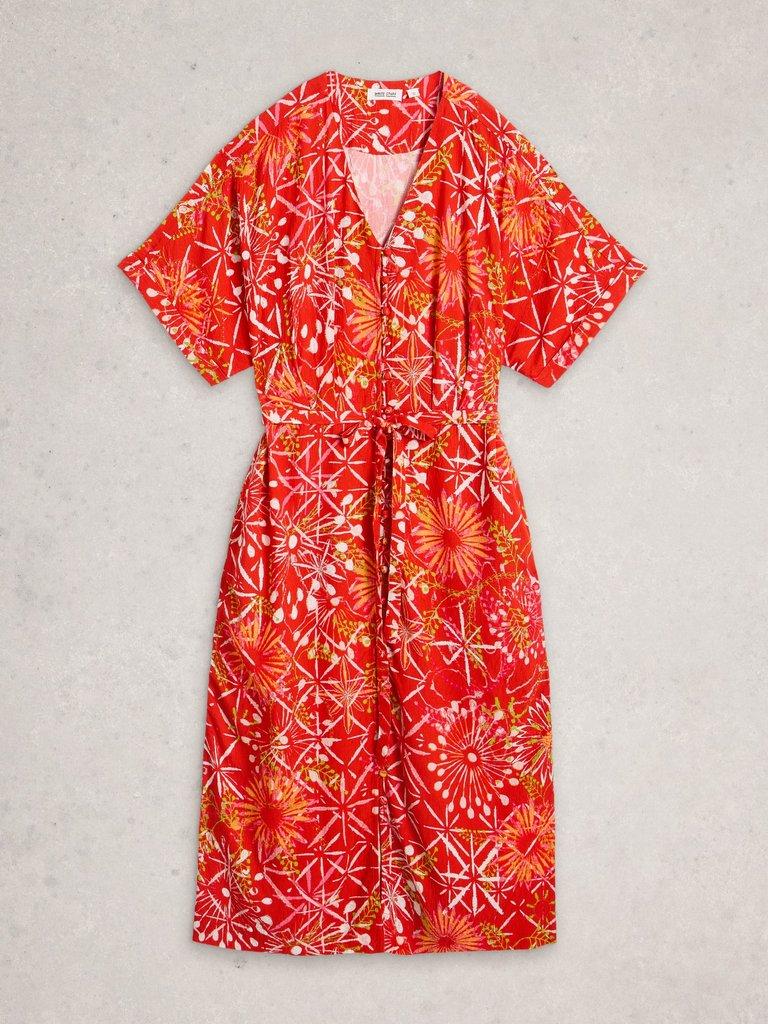 Kiki Kimono Dress in RED MLT - FLAT FRONT