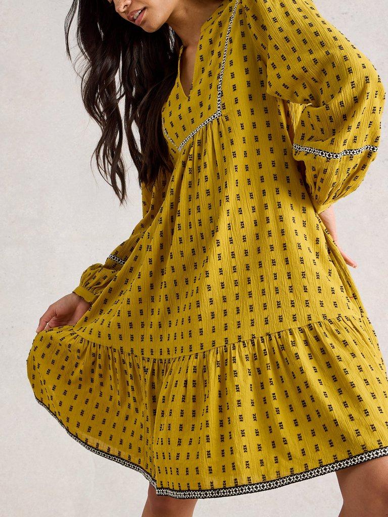 Orla Embroidered Dress in CHART MLT - MODEL DETAIL