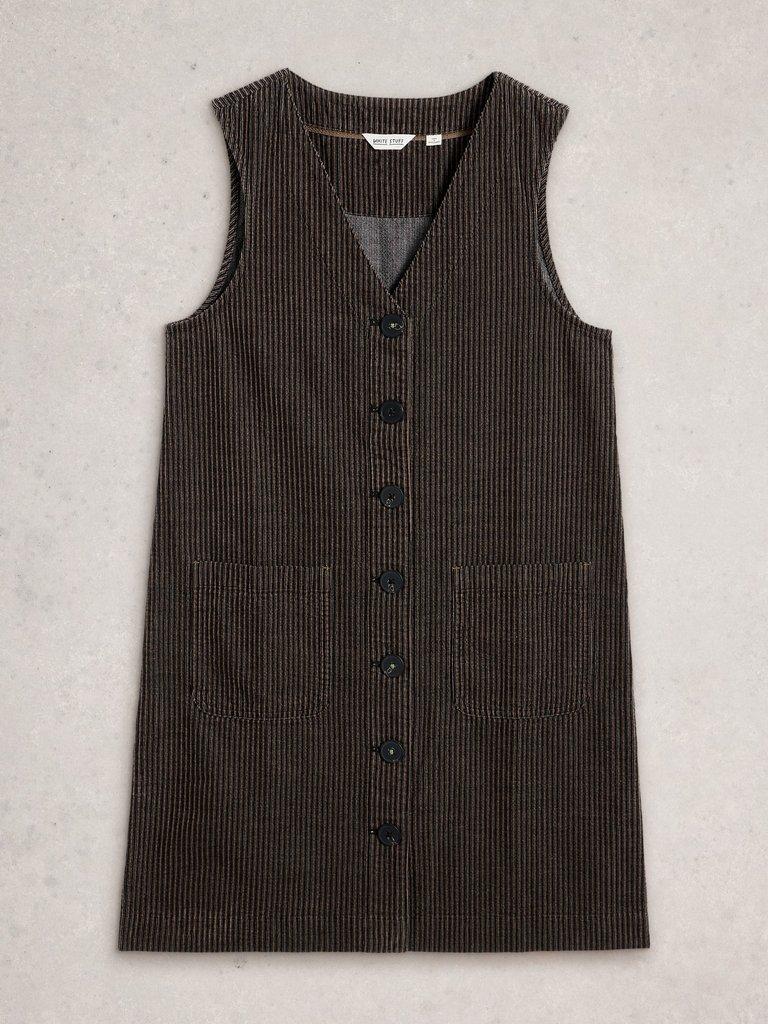 Rose Cord Pinafore in BLK MLT - FLAT FRONT