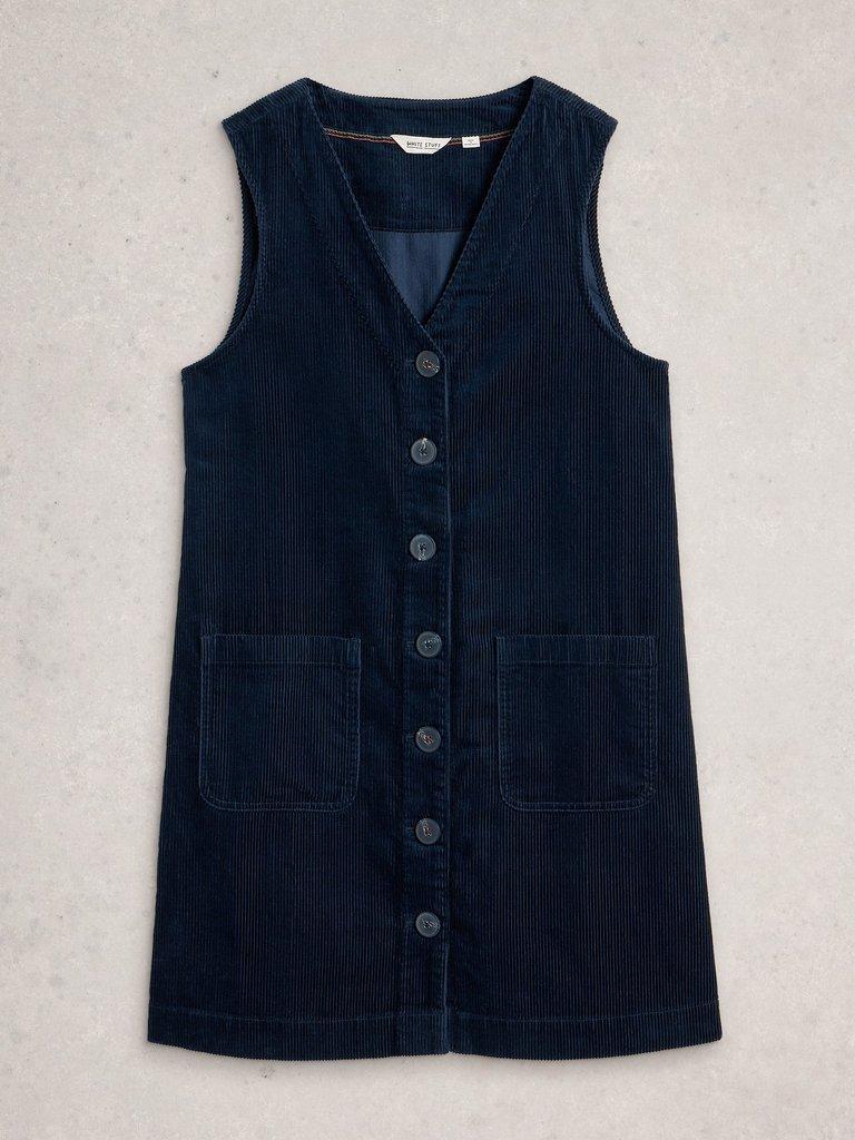 Rose Cord Pinafore in DARK NAVY - FLAT FRONT