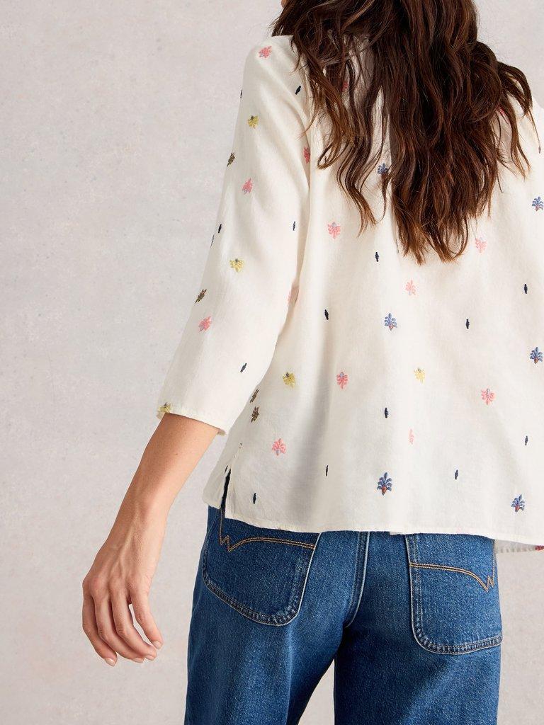 Rae Organic Cotton Top in IVORY MLT - MODEL BACK