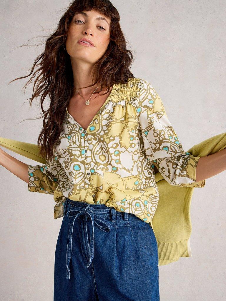 Rae Organic Cotton Top in YELLOW MLT - LIFESTYLE