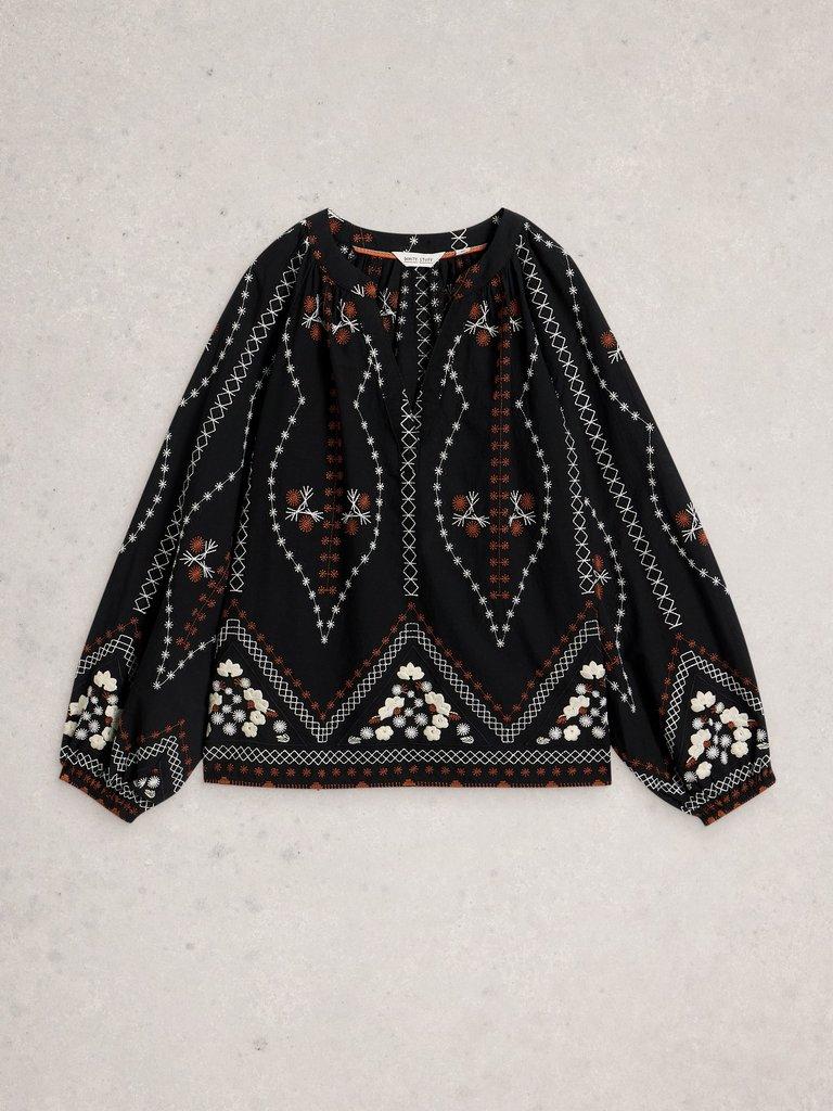Aurora Embroidered Top in BLK MLT - FLAT FRONT