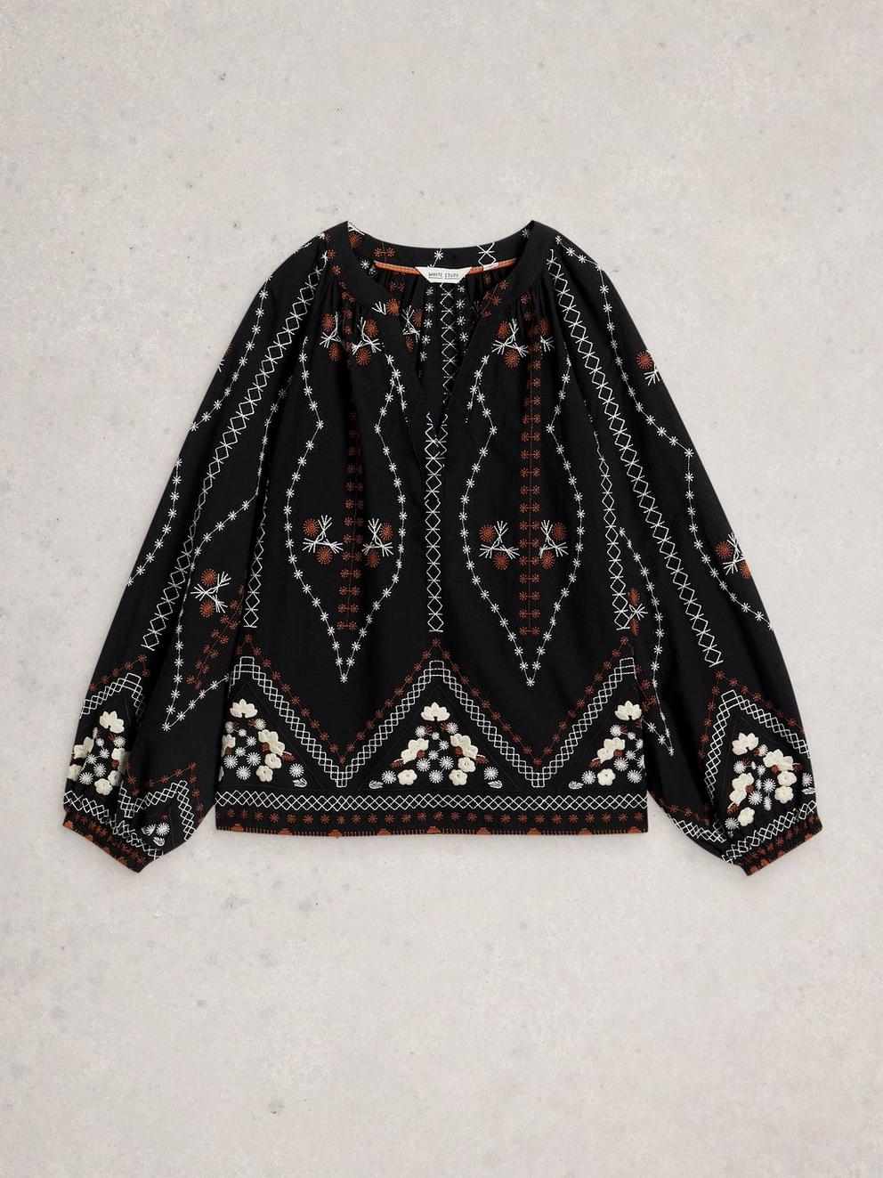 Aurora Embroidered Top in BLK MLT - FLAT FRONT