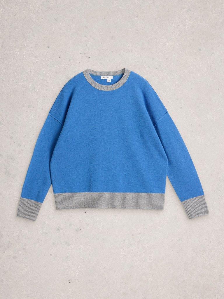 CREW CASHMERE JUMPER in BRT BLUE - FLAT FRONT