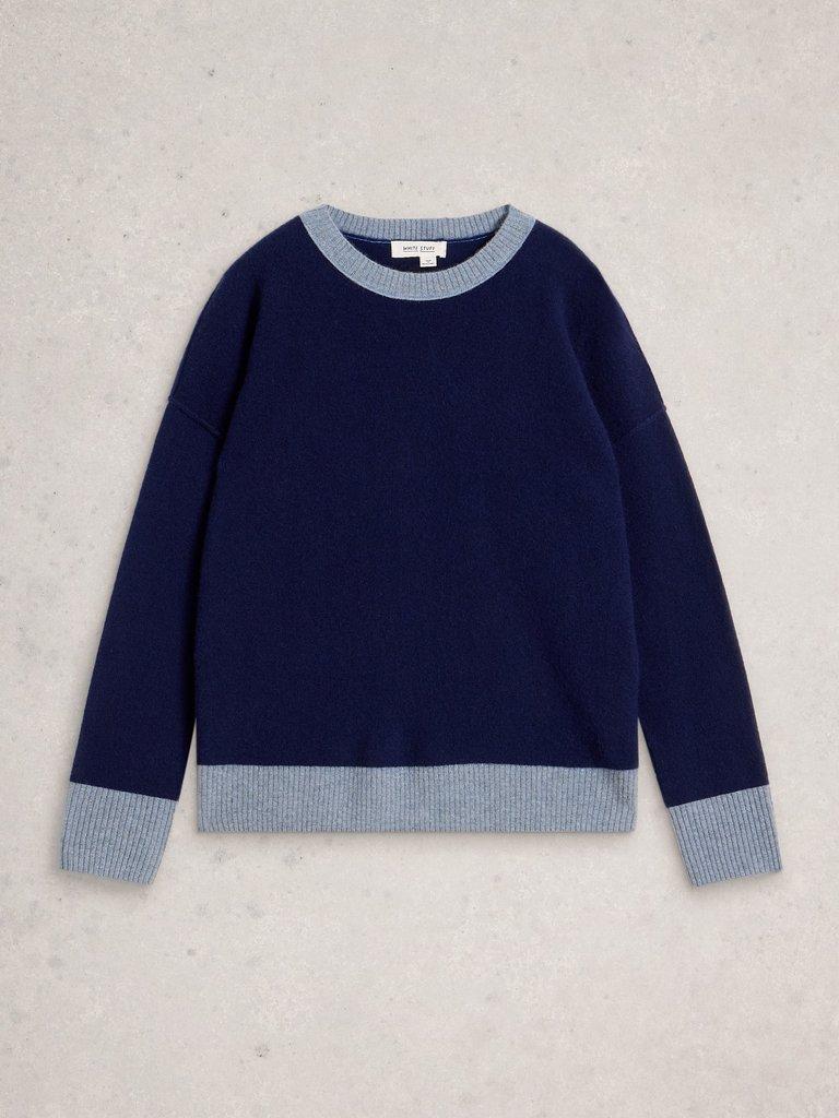 CREW CASHMERE JUMPER in DARK NAVY - FLAT FRONT