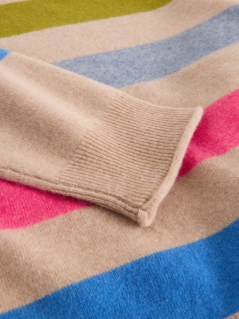 KITTY STRIPE CASHMERE JUMPER in NAT MLT - FLAT DETAIL