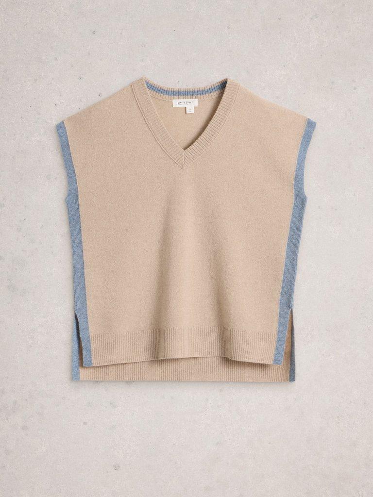 CASHMERE V NECK TANK in LGT NAT - FLAT FRONT