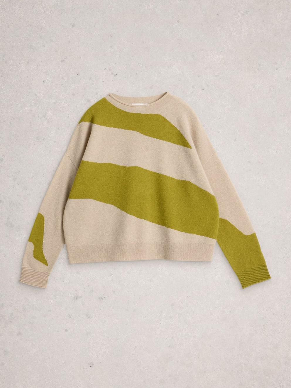 KITTY ABSTRACT CASHMERE JUMPER in NAT MLT - FLAT FRONT