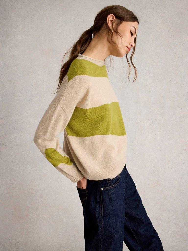 KITTY ABSTRACT CASHMERE JUMPER in NAT MLT - LIFESTYLE