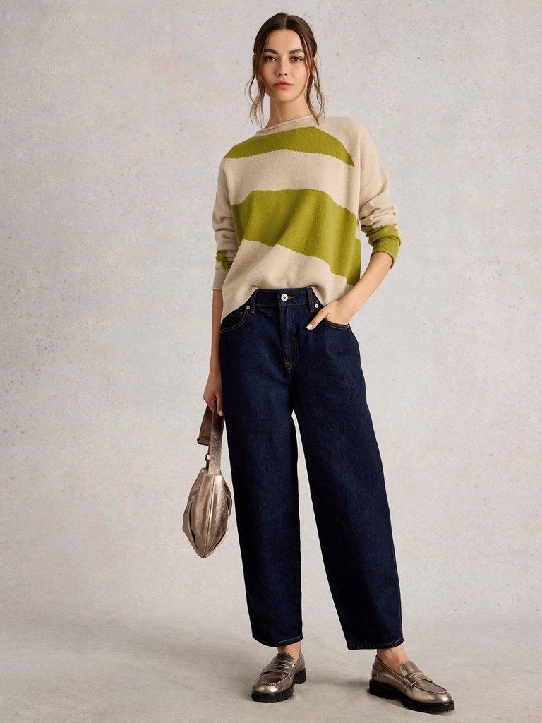 KITTY ABSTRACT CASHMERE JUMPER in NAT MLT - MODEL FRONT