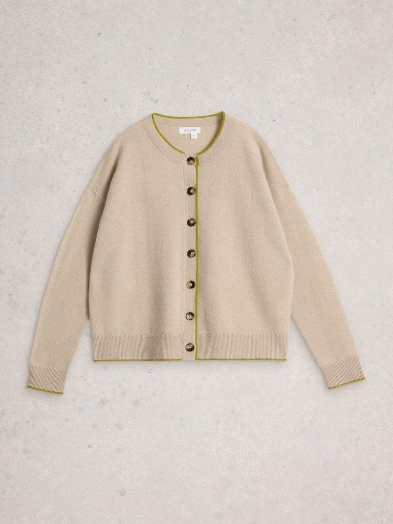 KITTY CASHMERE CARDIGAN in LGT NAT - FLAT FRONT