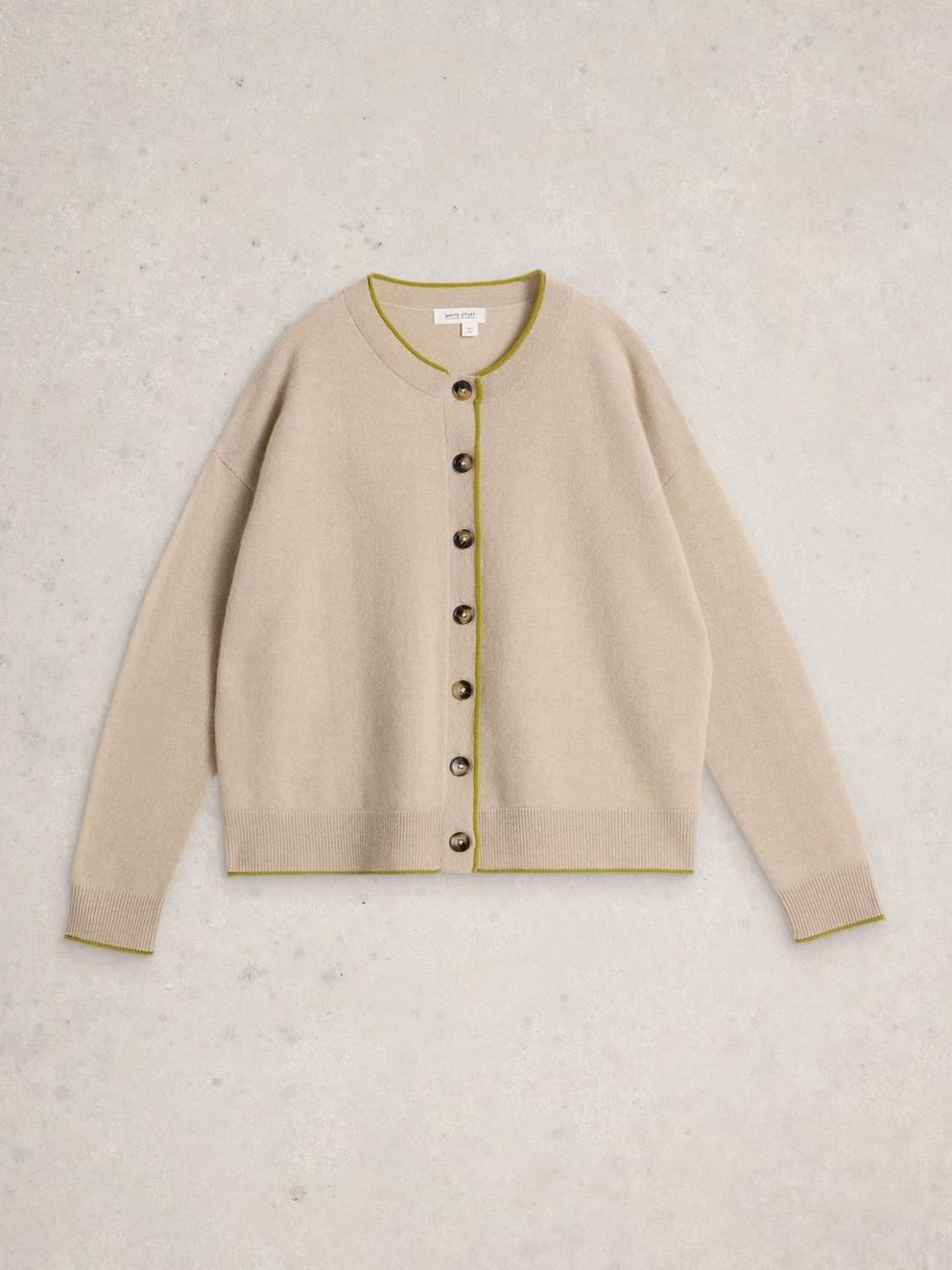 KITTY CASHMERE CARDIGAN in LGT NAT - FLAT FRONT
