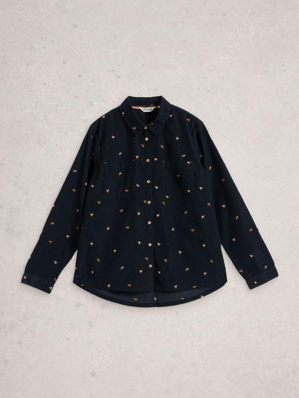 Sophie Cord Shirt in NAVY MULTI - FLAT FRONT