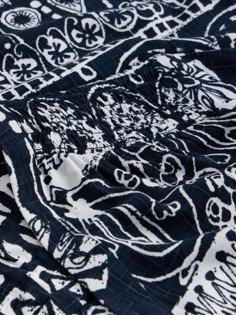 Elisa Short Sleeve V Neck Top in NAVY PR - FLAT DETAIL