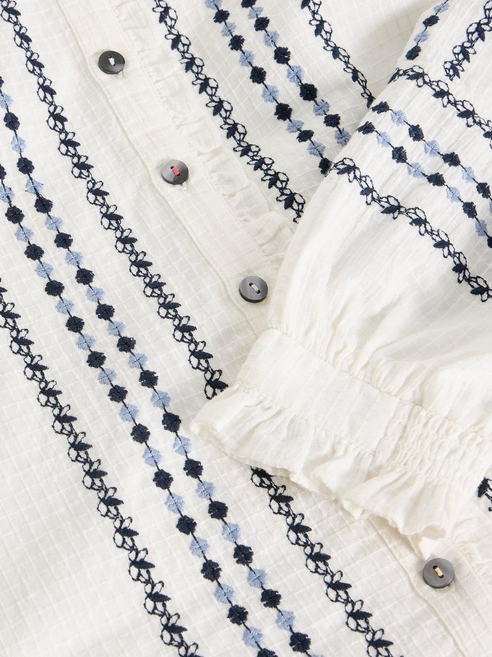 Naomi Embroidered Shirt in IVORY MLT - FLAT DETAIL