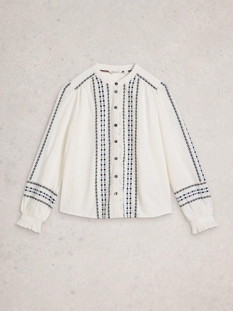 Naomi Embroidered Shirt in IVORY MLT - FLAT FRONT