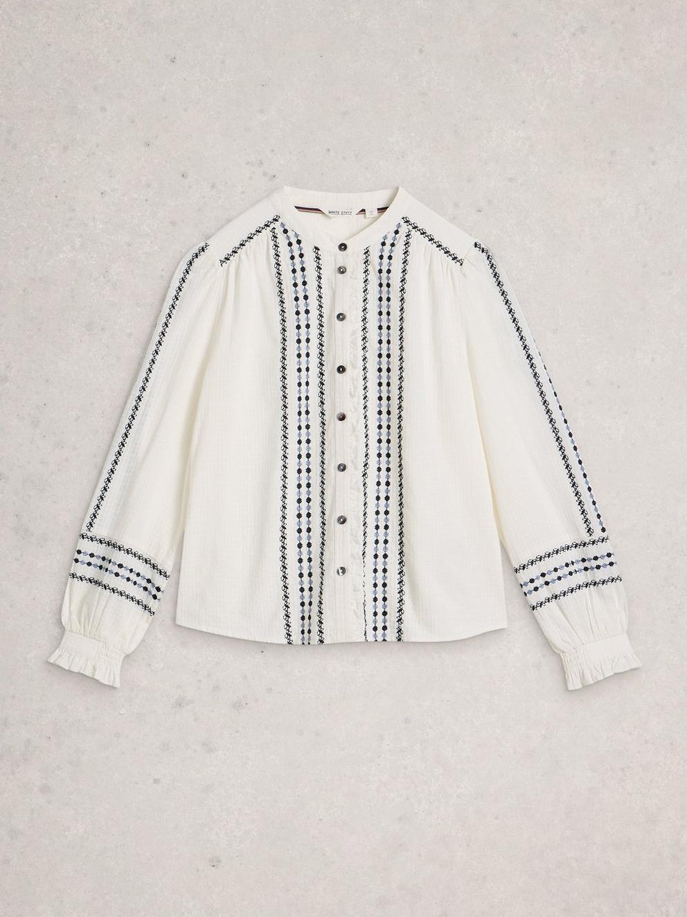 Naomi Embroidered Shirt in IVORY MLT - FLAT FRONT