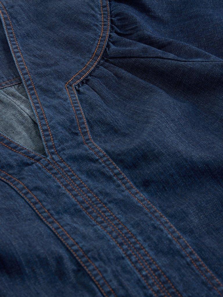 Leo Denim Top in DK DENIM - FLAT DETAIL
