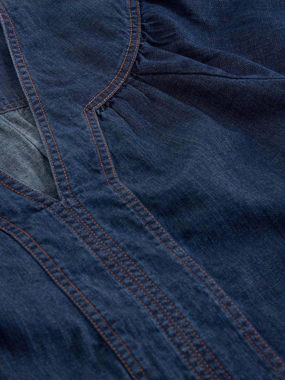 Leo Denim Top in DK DENIM - FLAT DETAIL