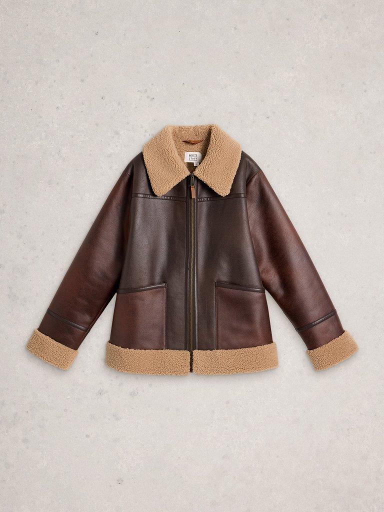 Serena Aviator Jacket in BROWN MLT - FLAT FRONT