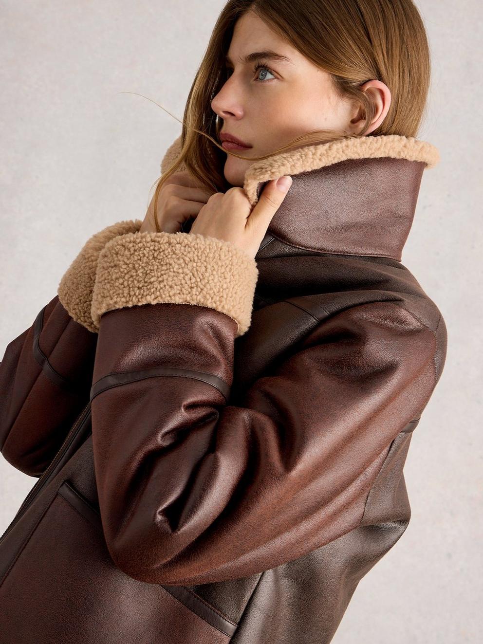 Serena Aviator Jacket in BROWN MLT - LIFESTYLE