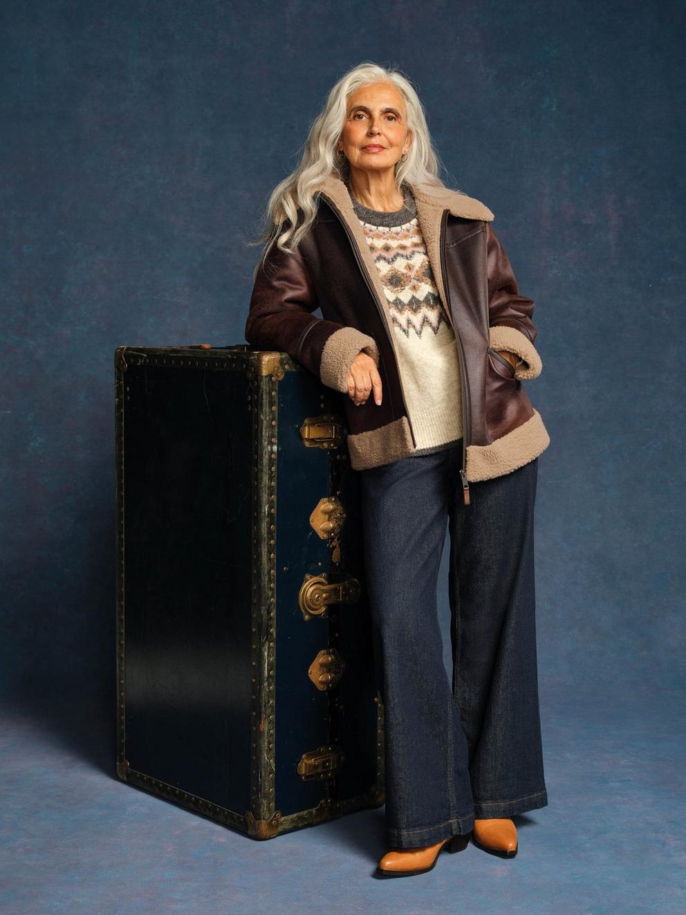 Serena Aviator Jacket in BROWN MLT - MIXED