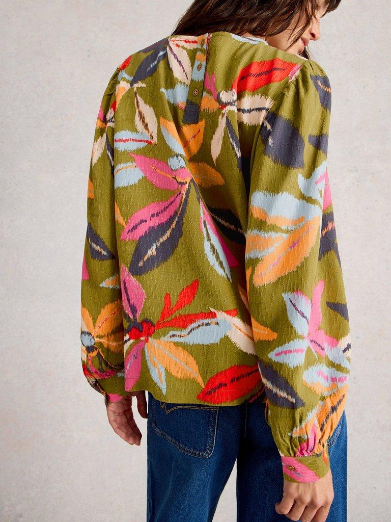 Ulla Crew Neck Top in GREEN MLT - MODEL BACK