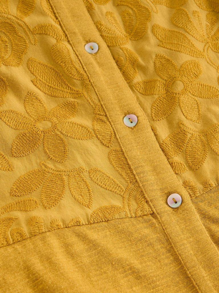 Rua Embroidered Collared Jersey Dress in MID CHART - FLAT DETAIL