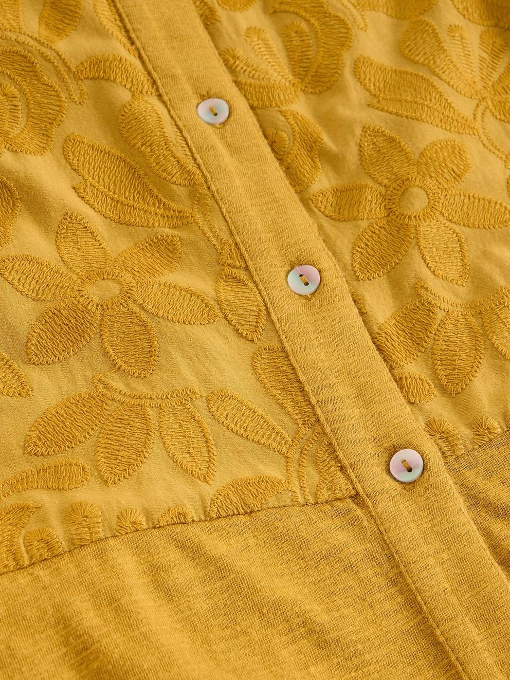 Rua Embroidered Collared Jersey Dress in MID CHART - FLAT DETAIL