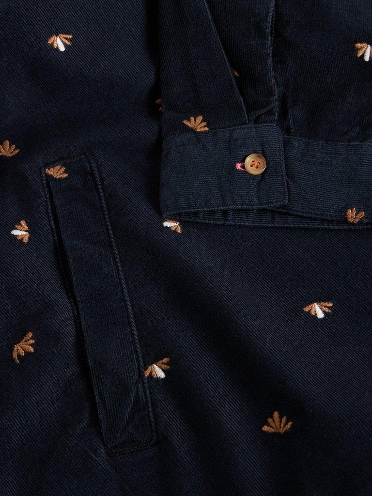 Daria Cord Embroidered Dress  in BLK MLT - FLAT DETAIL