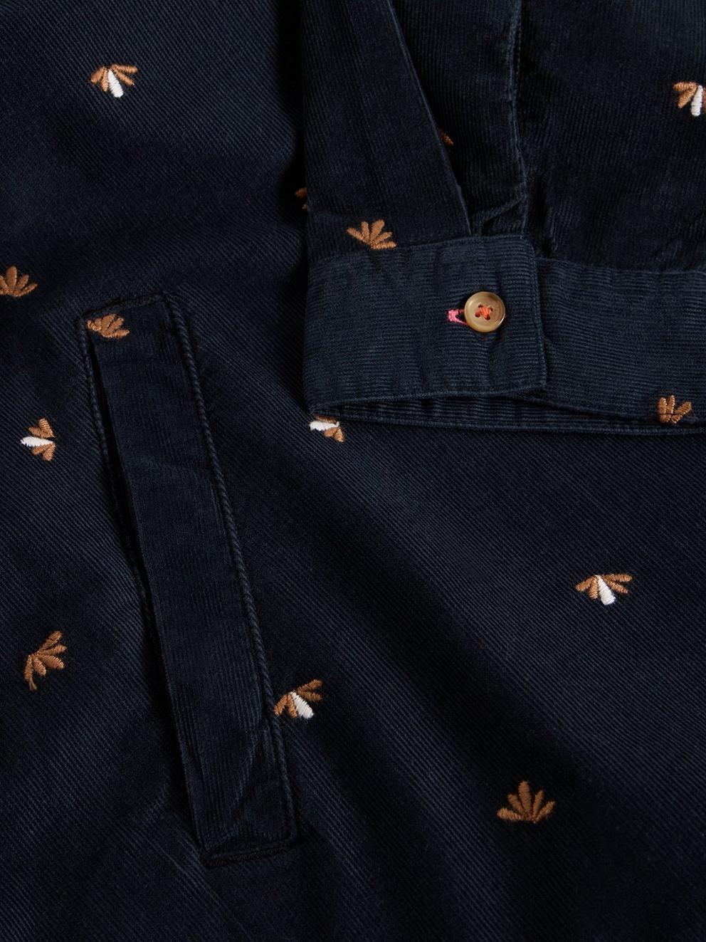 Daria Cord Embroidered Dress  in BLK MLT - FLAT DETAIL