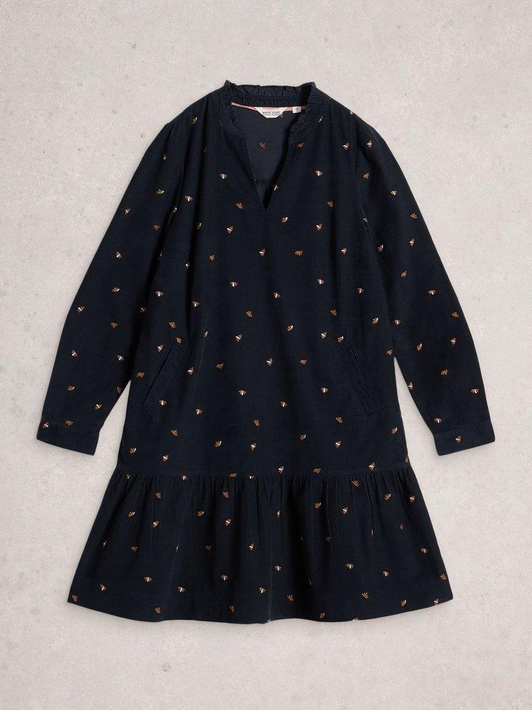 Daria Cord Embroidered Dress  in BLK MLT - FLAT FRONT