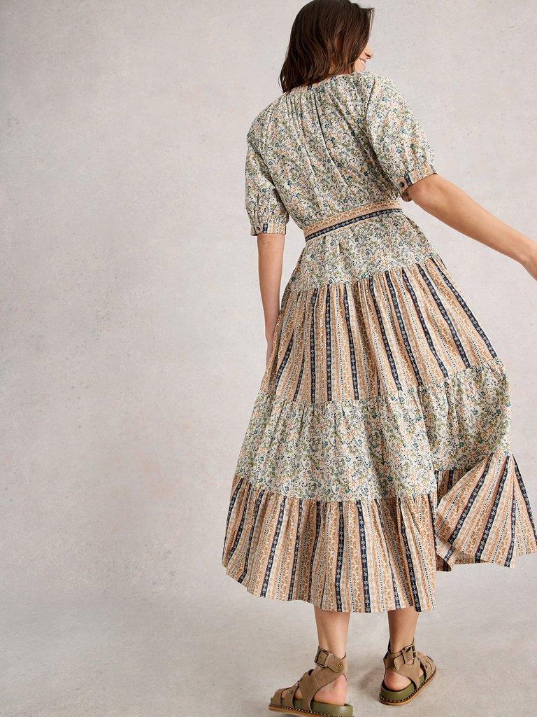 Clementine Midi Dress in IVORY MLT - MODEL BACK