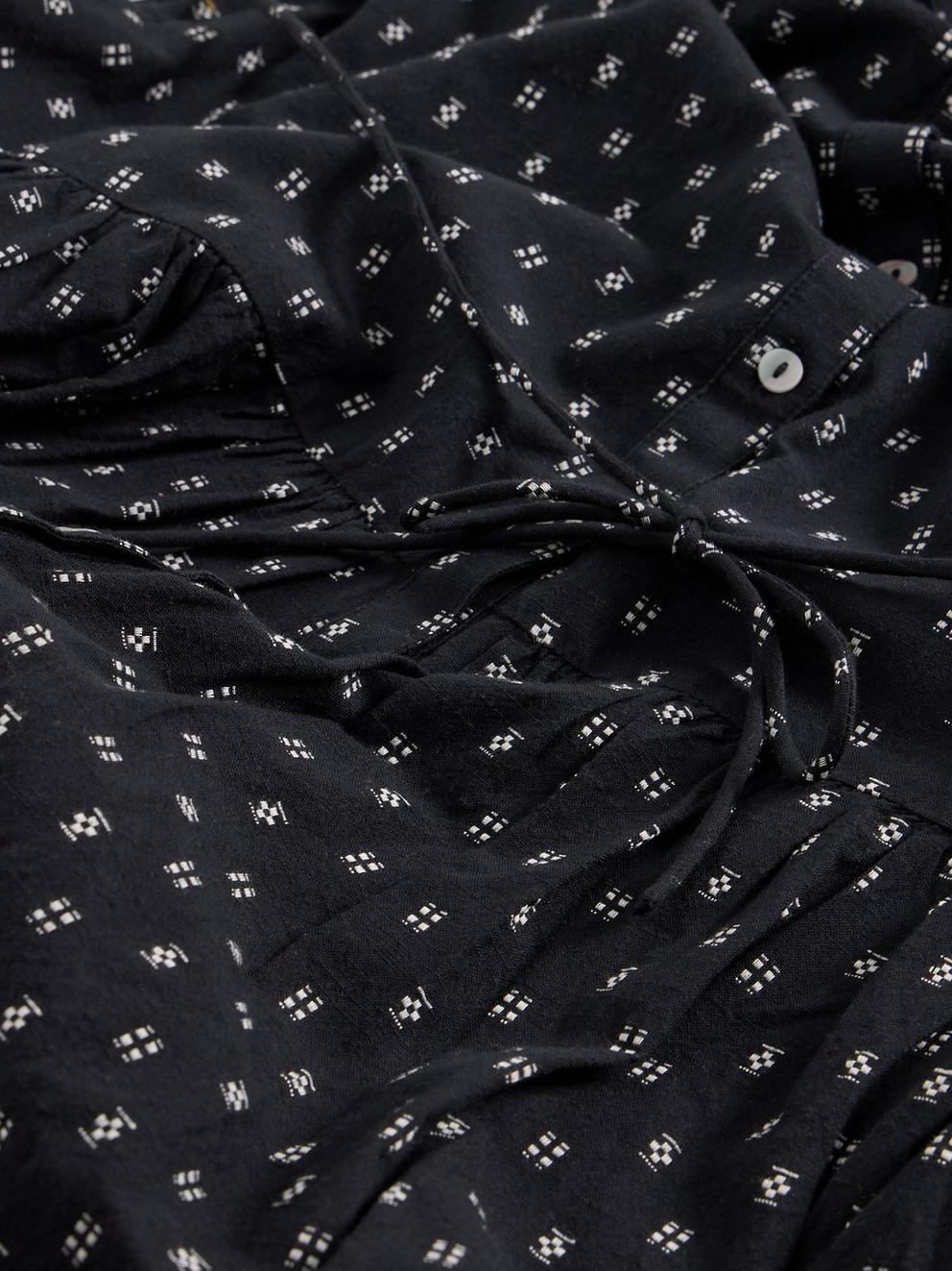 Gina Midi Dress in BLK MLT - FLAT DETAIL