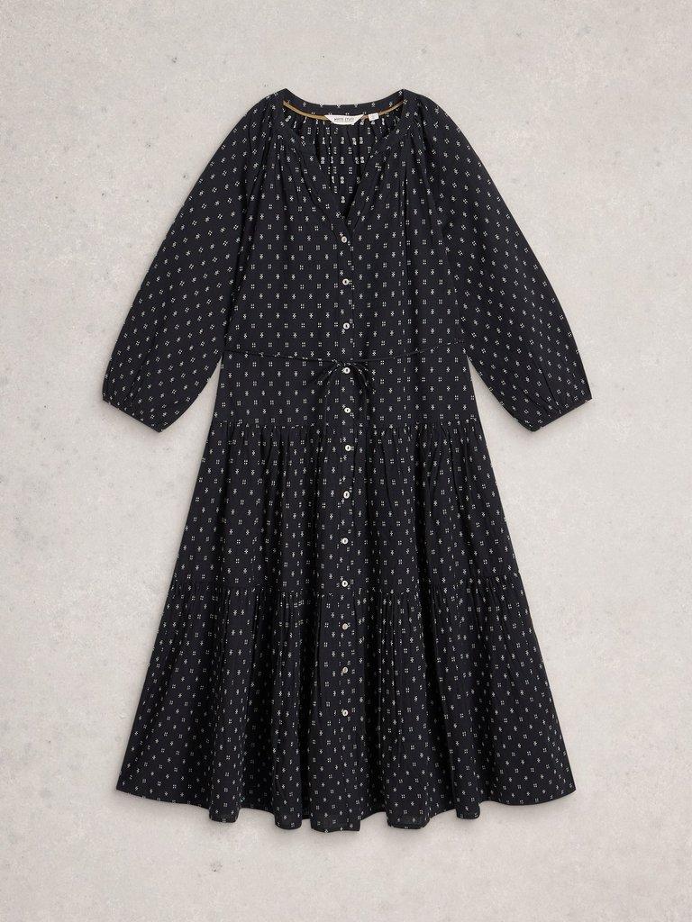 Gina Midi Dress in BLK MLT - FLAT FRONT