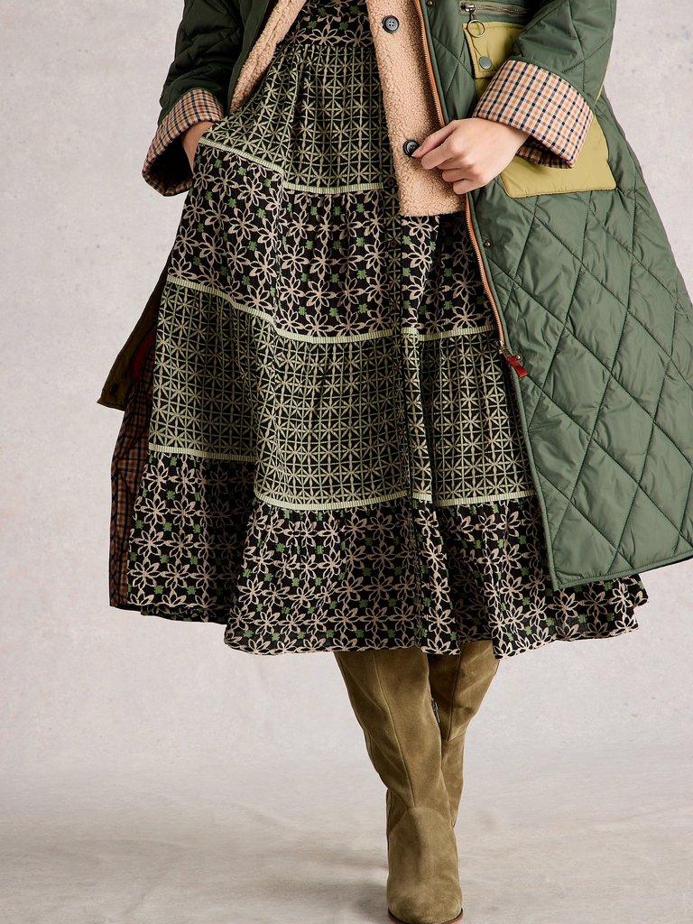 Mabel Mixed Printed Midi Dress in BLK MLT - LIFESTYLE