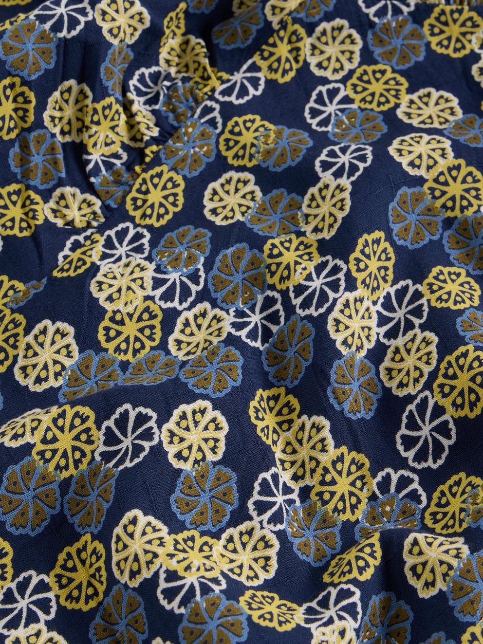 Frances Notch Neck Dress in NAVY MULTI - FLAT DETAIL