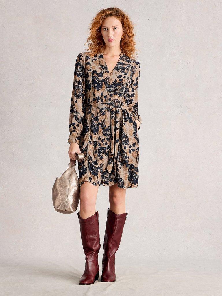 Paloma Dress in NAT MLT - MODEL FRONT