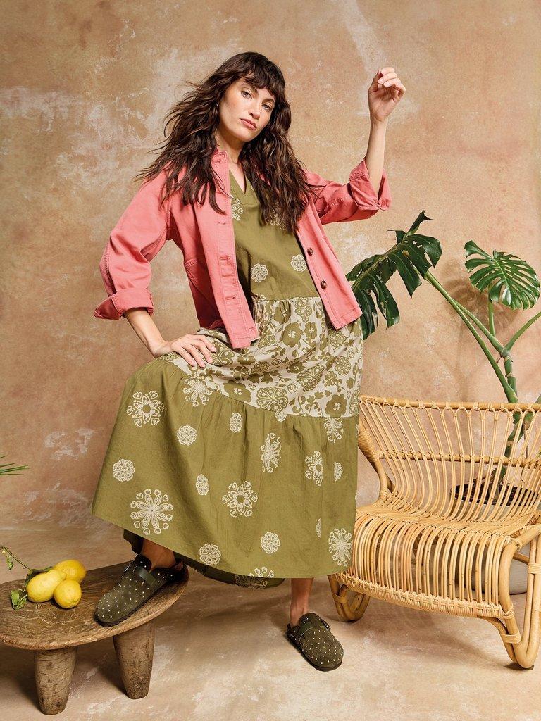 Eva Mixed Print Dress in GREEN PR - MIXED