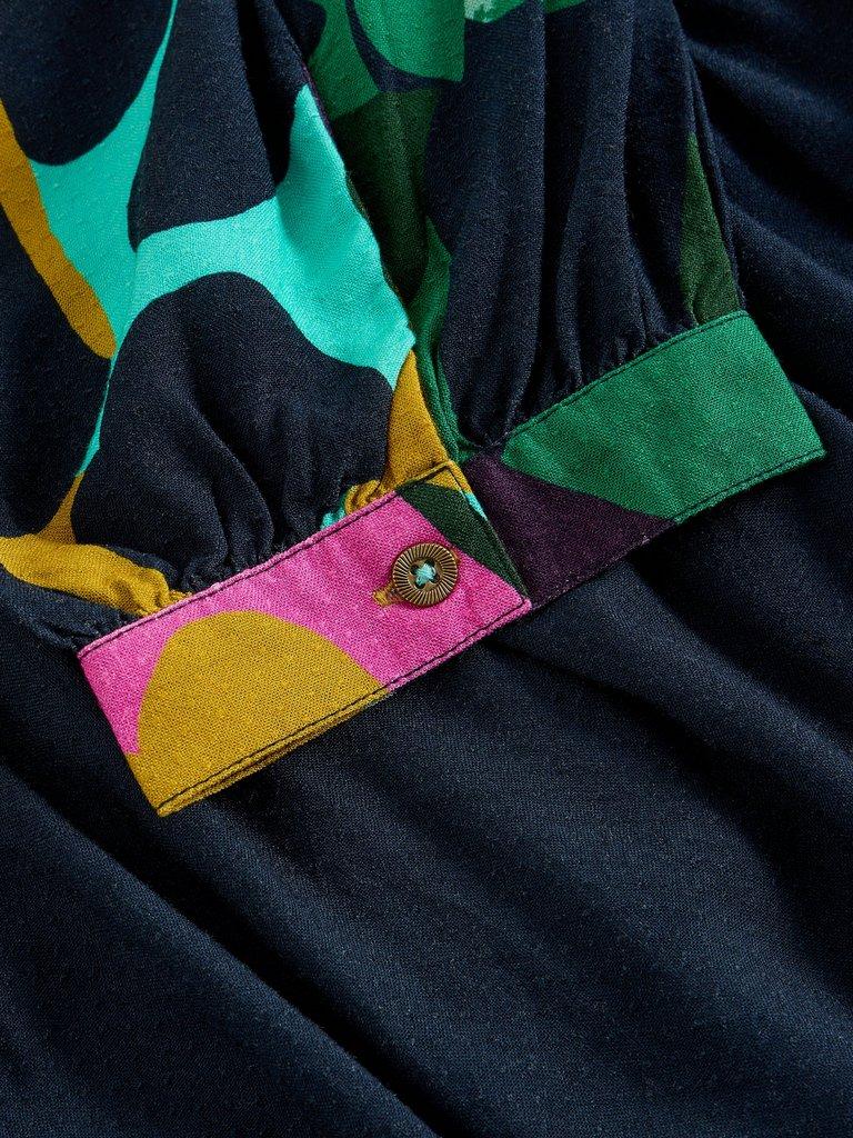 Midi Lucy V Neck Dress in PINK MLT - FLAT DETAIL