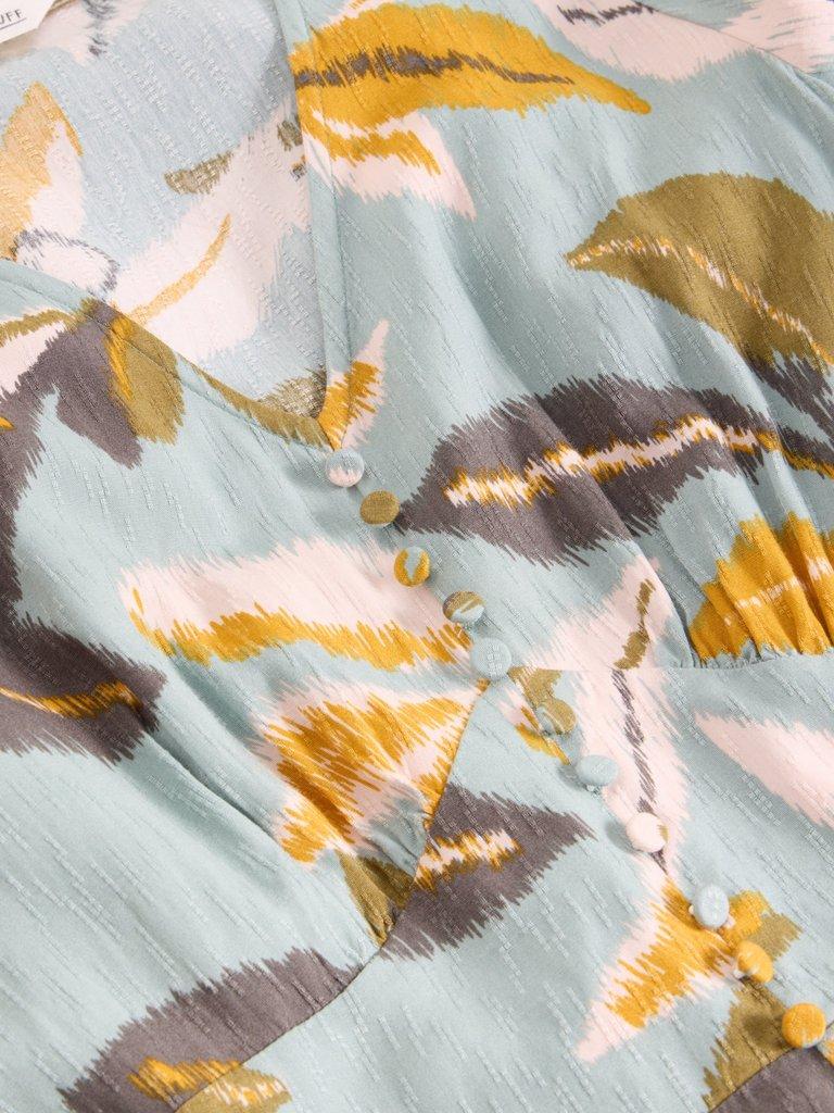 Hazel Bias Cut V Neck Dress in BLUE MLT - FLAT DETAIL