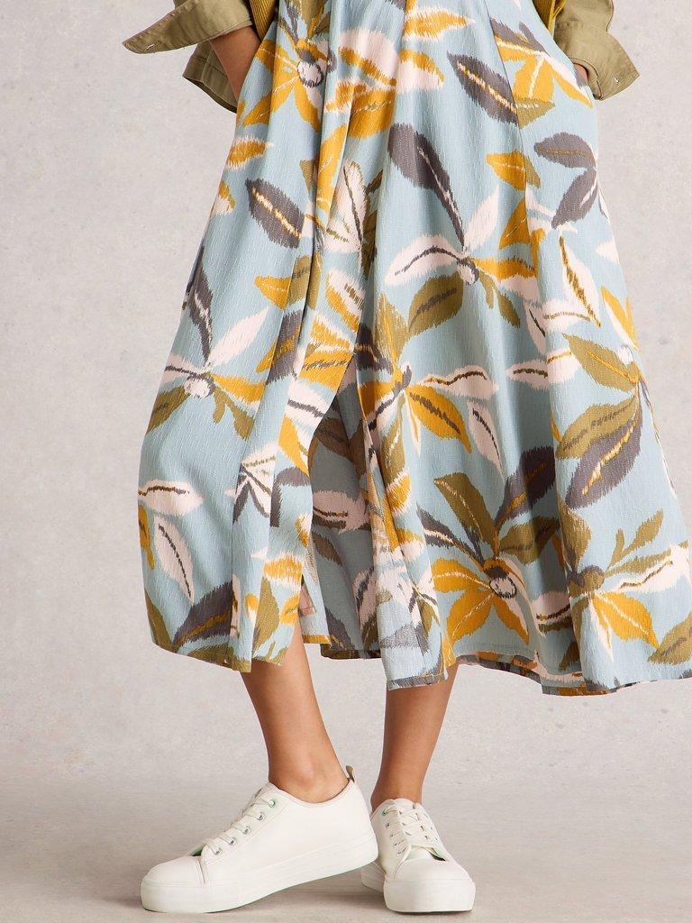 Hazel Bias Cut V Neck Dress in BLUE MLT - MODEL DETAIL