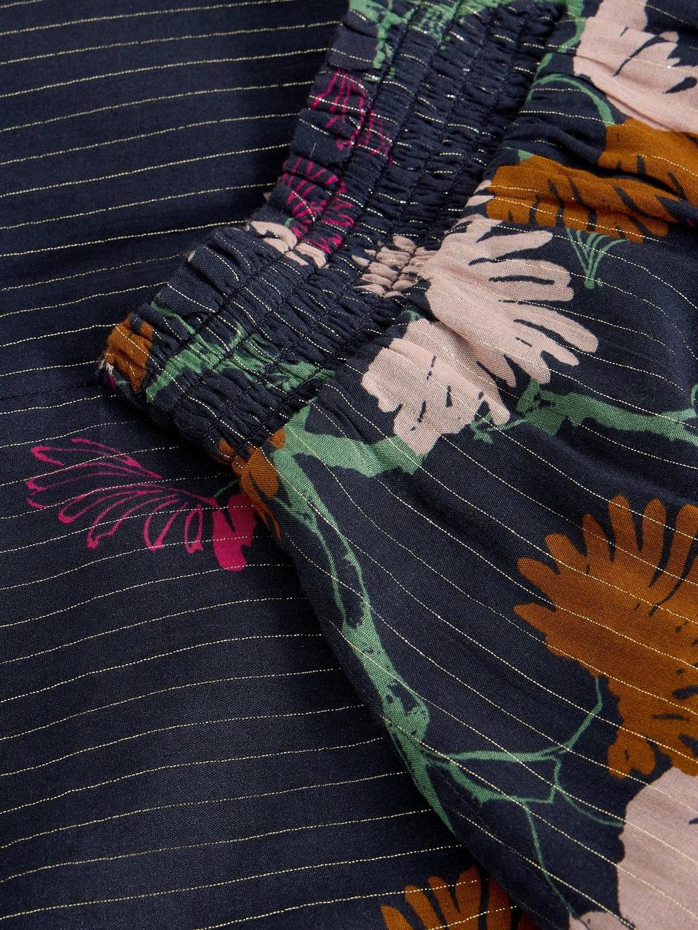 Yuki Metallic Midi Skirt in NAVY MULTI - FLAT DETAIL