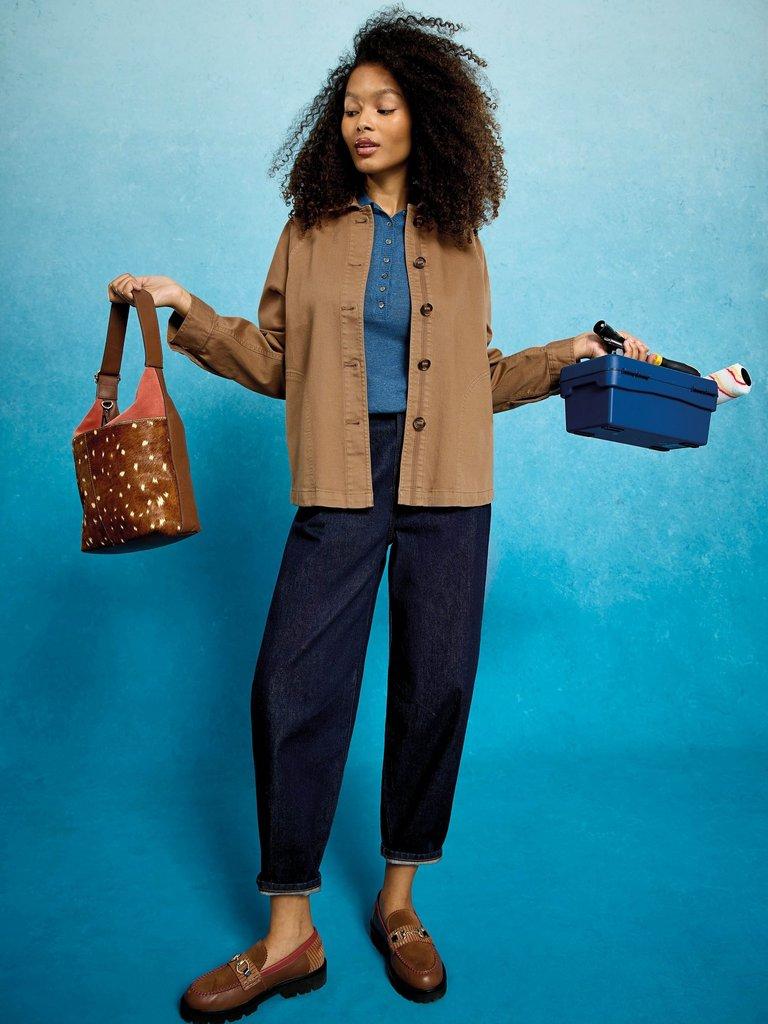 Eden Collared Denim Jacket in DK NAT - MIXED