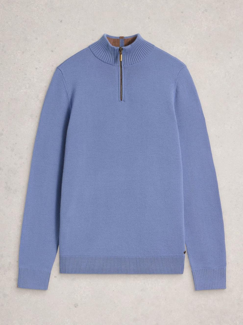 Newport Merino Long Sleeve Funnel in CHAMB BLUE - FLAT FRONT