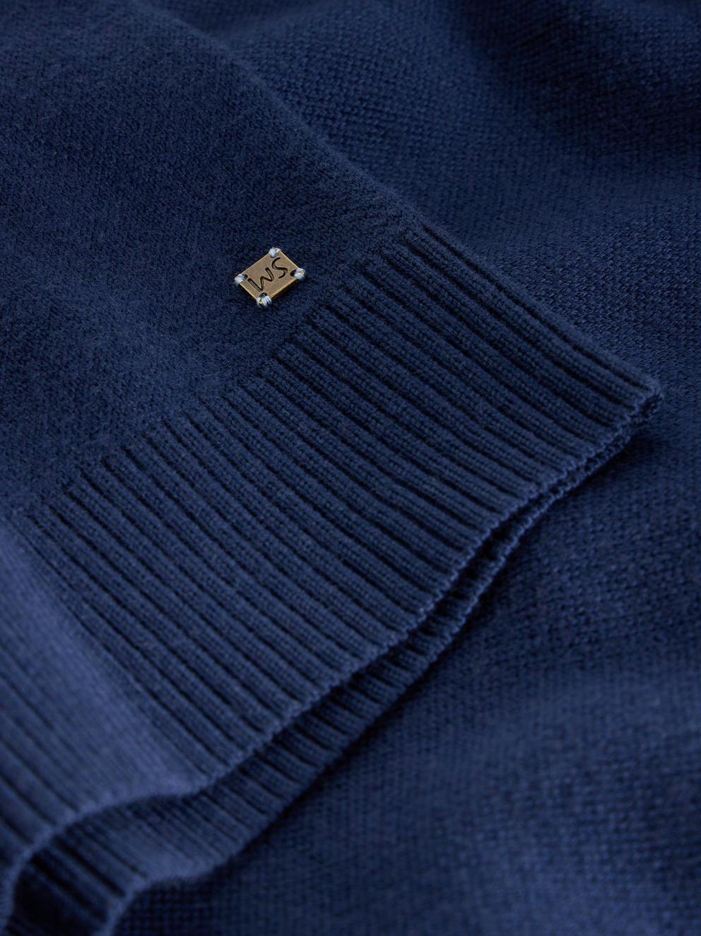 Newport Merino Long Sleeve Funnel in DARK NAVY - FLAT DETAIL